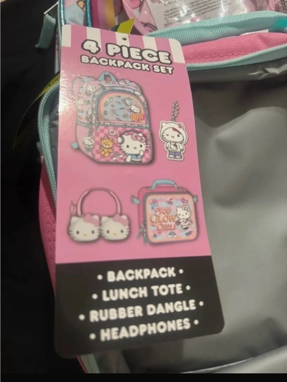 Hello Kitty Pink & Mint Kids Backpack and Lunch Bag Set - 